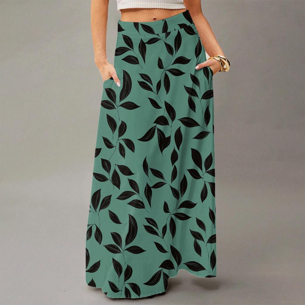 Женское струящееся платье макси, обычная повседневная юбка в стиле бохо с цветочным принтом