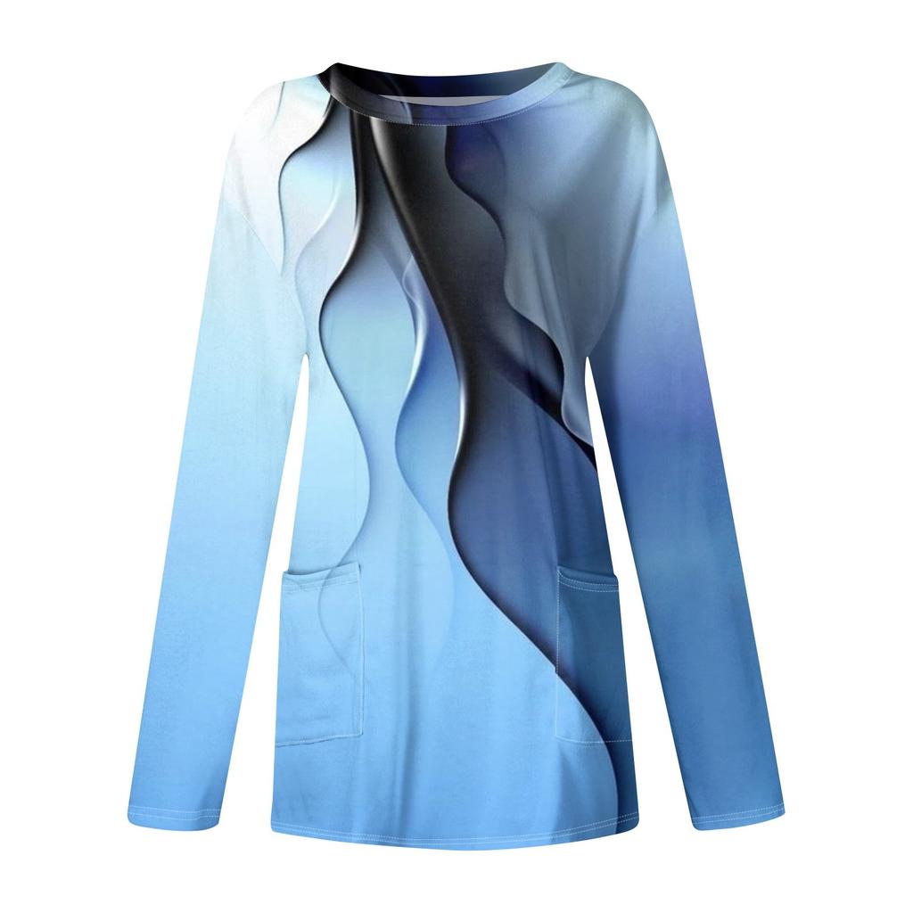 Женская толстовка, пуловер, спортивная одежда, карман, принт, повседневный топ с круглым вырезом и длинными рукавами