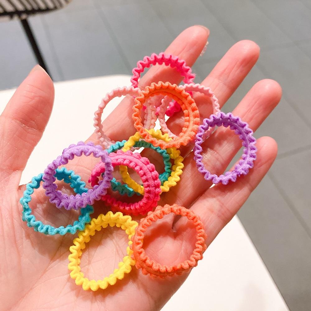 50 Pieces a Candy Color Seamless Headband Hair Circle Lace Small Leather Band Ins High Appearance Level Children's Headwear Hair Accessories