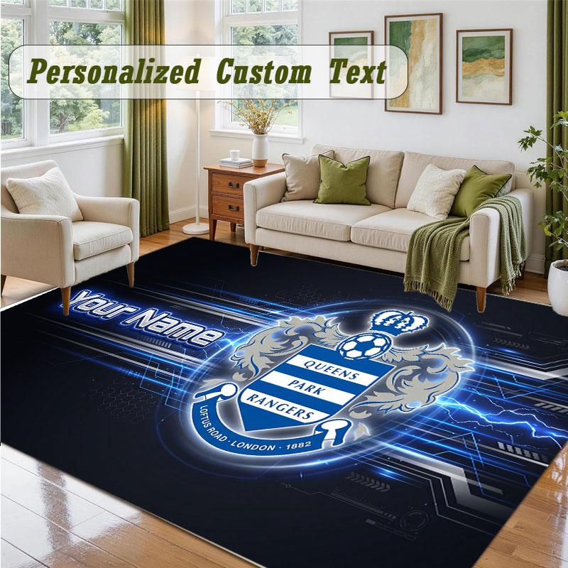 Crystal Velvet Square Rug Custom NameQueens Park Rangers Pattern Non Slip Home Floor Decor Rug