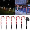 New Christmas Crutch Lamp Solar Energy Ground Inserted Candy Crutch Lamp String Led Umbrella Hook Five Consecutive - Lamps