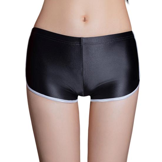 Women Underpants Smooth Ice Silk Solid Color Mid Waist Moisture-wicking Slim Fit High Elasticity Daily Wear Lady Boxers