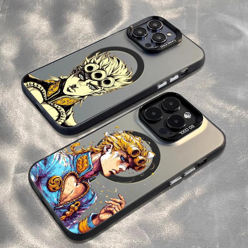 Чехол для телефона Jojo Горячий аниме-узор модный дизайн Магнитный IMD Цветной Серебристый чехол для iPhone 16 15 14 13 12 11 Pro Max