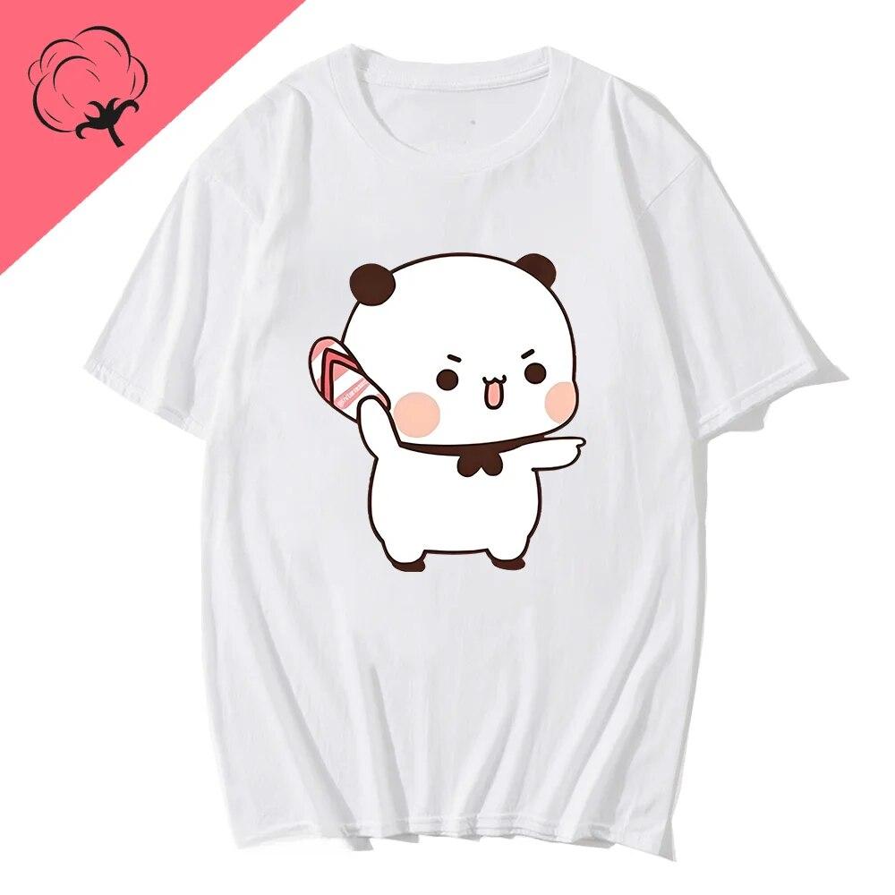 Милый Бубу бросает шлепанцы в Дуду, так как он дразнит Бубу Футболки с медведем Футболка Kawaii WoУнисекс Одежда Топы унисекс Футболки с рисунком