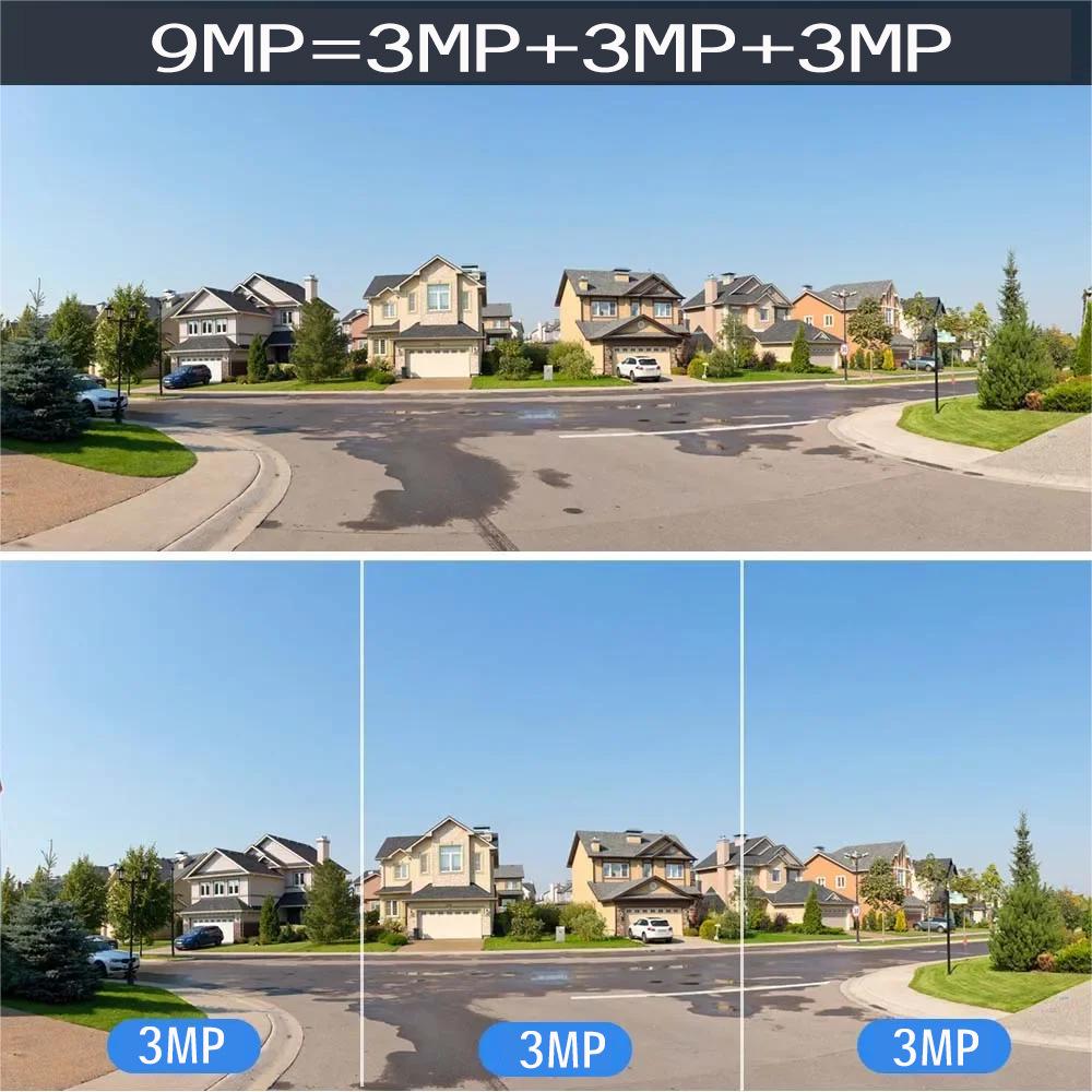 360° Беспроводная водонепроницаемая уличная камера с двумя объективами и тремя экранами