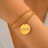 Браслет из нержавеющей стали Модный браслет-цепочка с круглыми бусинами и ажурным гравированным дизайном 'LOVE' для женщин, с цирконом, сувениры для вечеринок
