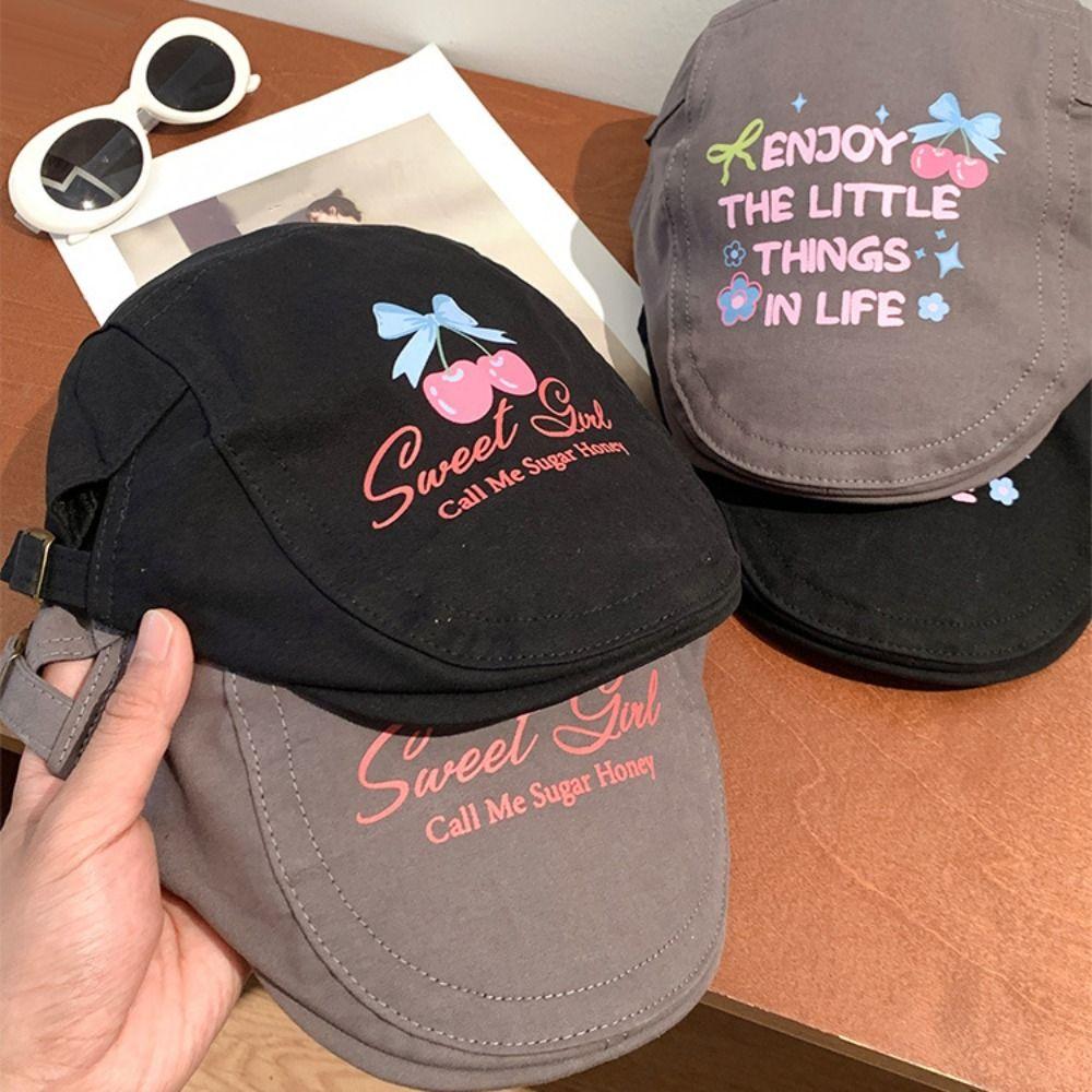 Вишневый берет Y2k Винтажная шляпа художника Индивидуальная граффити Кепка вперед Унисекс