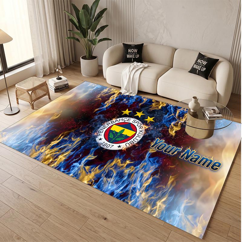 Personalized Crystal Velvet Carpet Fenerbahçe FC Pattern Non Slip Floor Rug