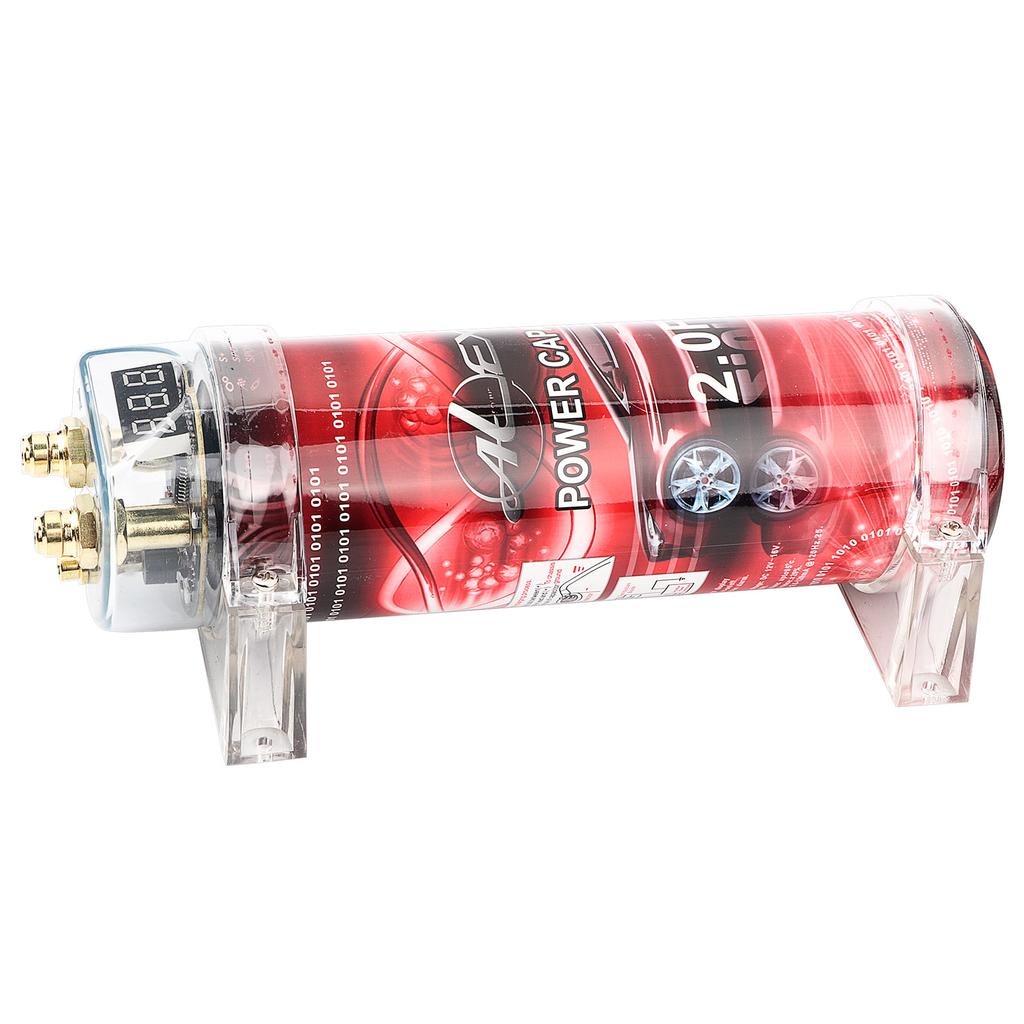 2 Farad Car Audio Power Capacitor Amplifier Voltage Regulator Red LED 10?16V DC Modified Auto Parts