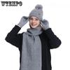 Autumn and Winter Woolen Hats Scarves Gloves Three Piece Set Warm Double-layer Velvet Knitted Women's Knitted Hats