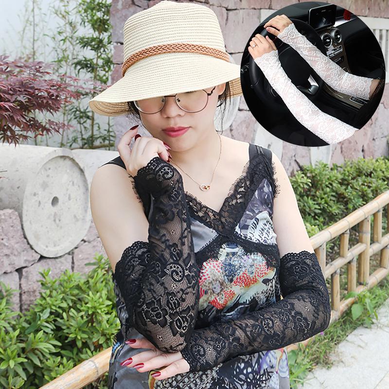 1 Pair Lace Gloves Anti-UV Summer Driving Gloves Cuff Sunscreen Long Arm Women Ladies Covered Scar