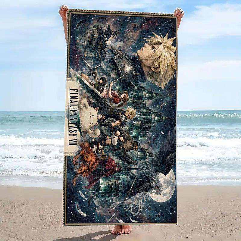 ffvii Game Print Beach Towel, Large Soft Quick Dry Towel for Beach Camping Swimming