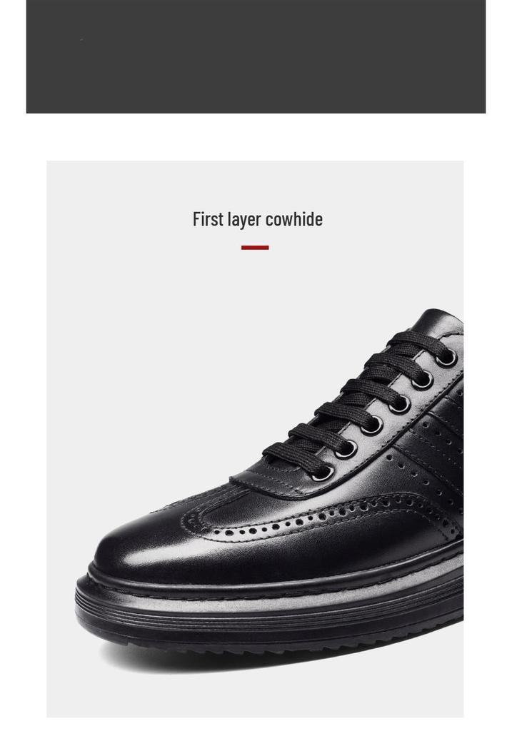 Мужская модная обувь в стиле business casual, увеличивающая рост, из кожи - Корейский стиль, Стильная и прочная