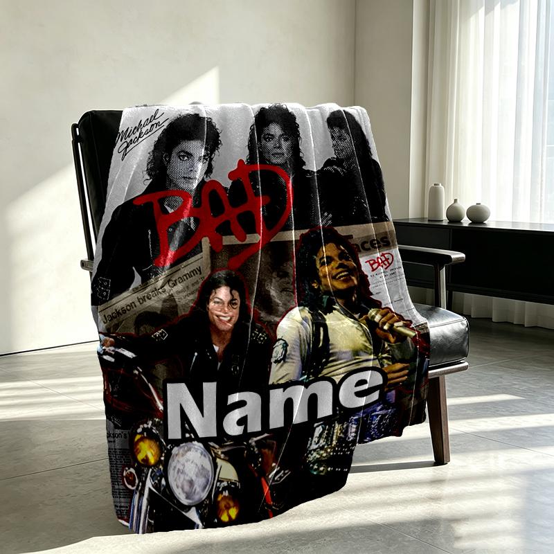 Custom Name Personalized Michael Jackson Print Blanket, Home Decor, Bedroom, Sofa, Camping, Couch, Gifts for Birthday Christmas
