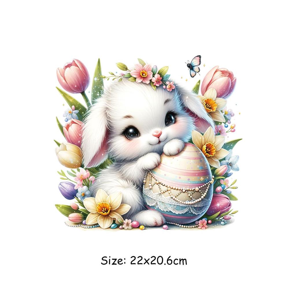 1 шт. термопереносная наклейка с пасхальным кроликом и яйцом, термонаклейки своими руками для одежды, изготовления футболок, украшения подушек, принадлежностей для одежды и аппликаций