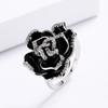 Sterling  Exquisite Enamel Drip Oil Color Black Flower Ring For Ladies Party Wedding Jewelry Gift