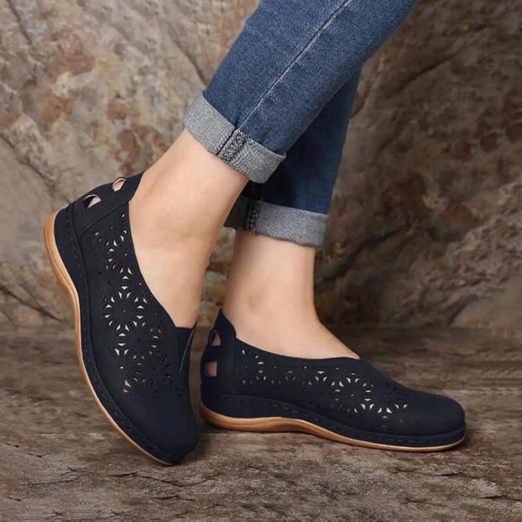 Women Mesh Flat Shoes Loafers Hollow Slip On Summer Open Breathable Single Shoes Flat Toe Sandals Fuzzy Sandals Toe Boat Shoes