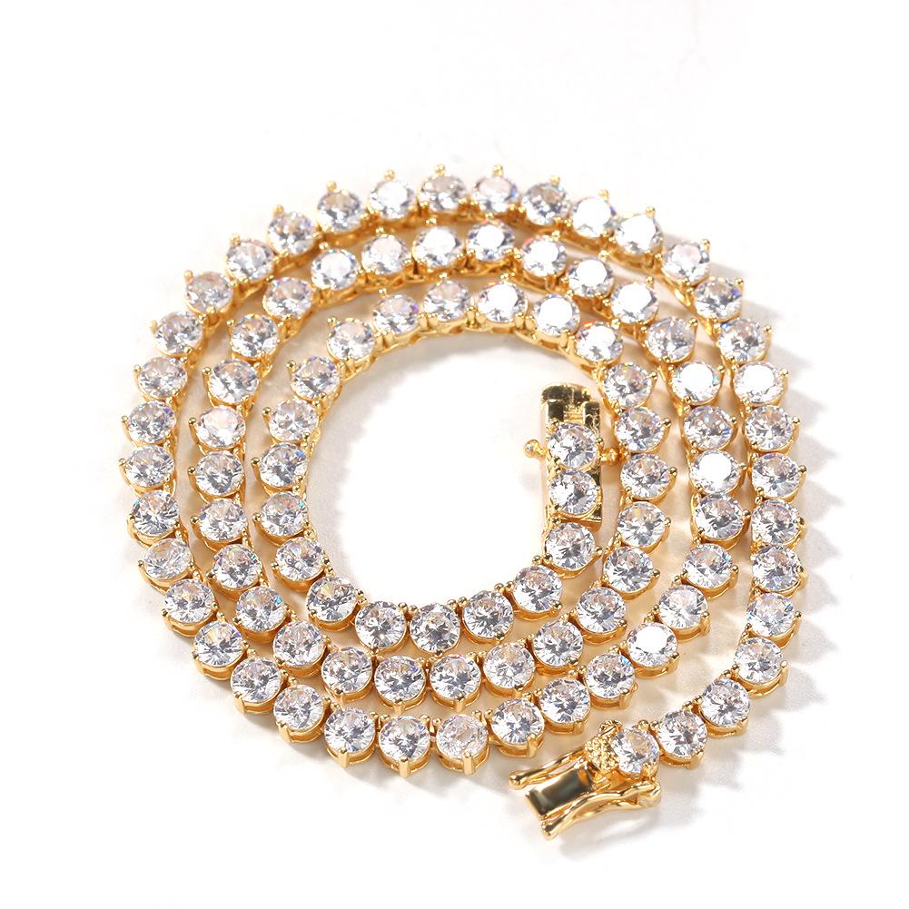 High-End Zirconia Diamond-Studded Tennis Chain Necklace - European & American Hip Hop Style