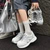 Daddy Shoes Girl 2025 Autumn New Breathable Thick-soled Mesh Sneakers Graffiti Muffin Sole Single Shoes Casual Shoes Women