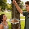 Bird Feeder Tray Large Capacity Hangable Iron Large Bowl Bird Feeder for Outside Garden Yard Railing Balcony Decoration