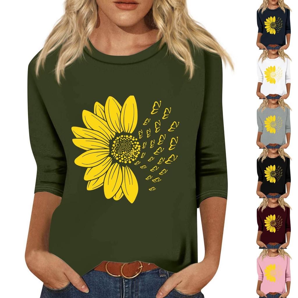 Женский модный свободный повседневный пуловер с принтом и круглым вырезом, рукав три четверти