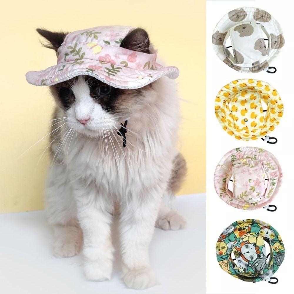 Кошка Собака Собака Солнцезащитные шляпы Дышащая шляпа рыбака для питомца Модная кошачья солнцезащитная шляпа