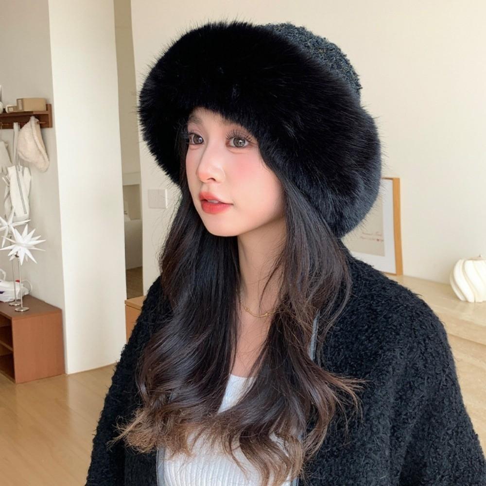 Warm Winter Plush Hat Thickened Ear Protection Hat Trendy Knit Hat  for Women