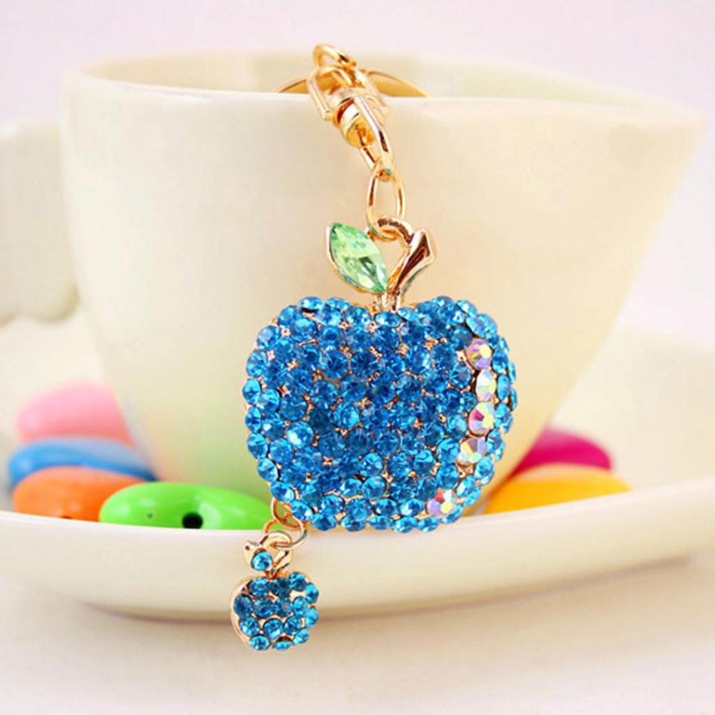 Милый брелок из сплава в форме яблока со стразами разных цветов