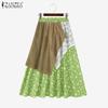ZANZEA Womens Summer Casual Patchwork Loose Floral Print Long Skirts
