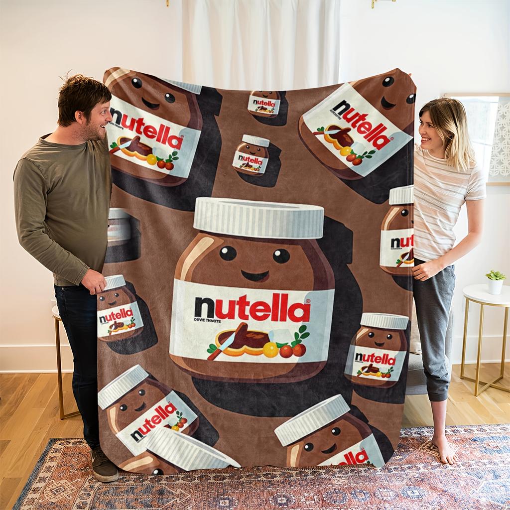 Comfortable Nutella Theme Blanket Soft High-Definition Digital Print All-Season Soft, Breathable 100% Polyester Perfect Gift All-Season, Fam