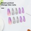 1 комплект, градиентные блестящие накладные ногти фиолетового цвета, долговечные экологически чистые маникюрные накладные ногти для домашнего танцевального клуба