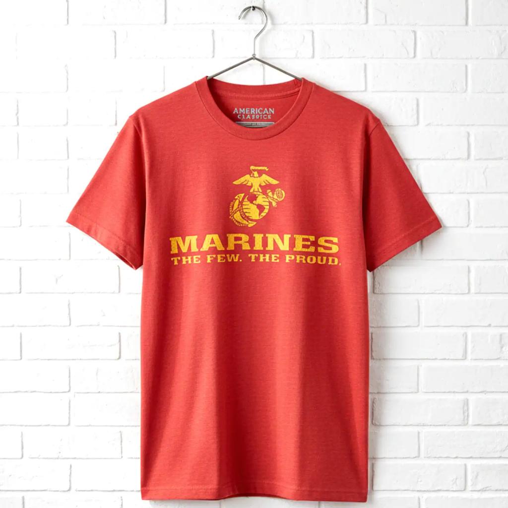 US Marines Logo The Few The Proud Red Men's T Shirt Elite Soldiers Military