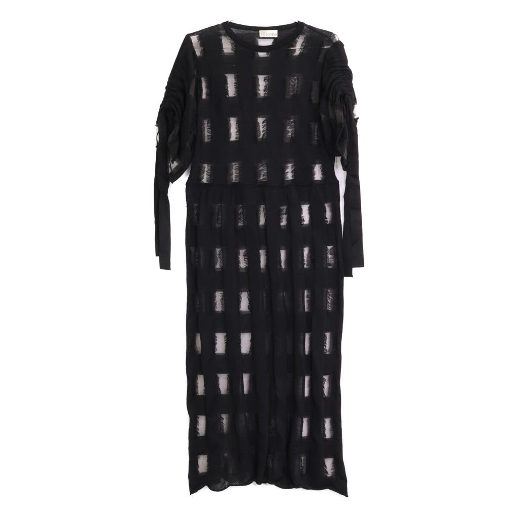 Red Valentino QR3KD06H3VM Черное кружевное платье с коротким рукавом платье S черное Б/у