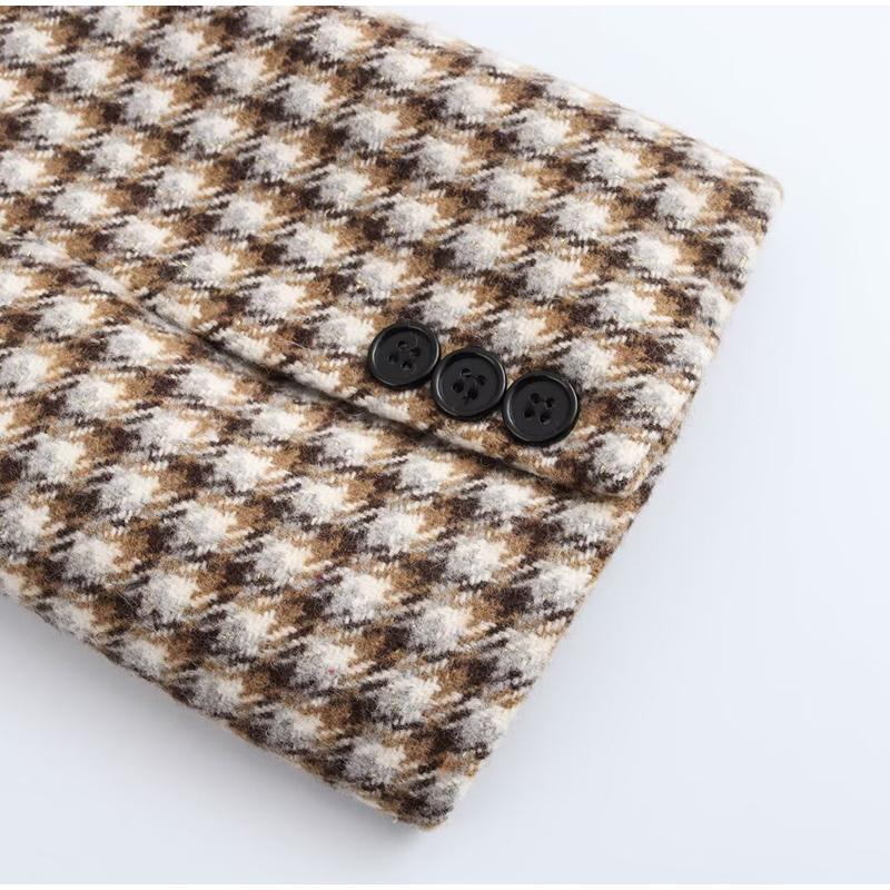 Модные клетчатые пальто женские свободные лацканы с пуговицами и длинным рукавом женское пальто элегантная осенне-зимняя модная женская верхняя одежда