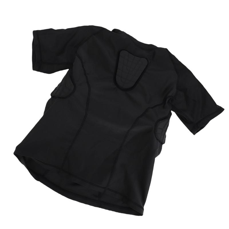 Youth Padded Compression Shirt Short Sleeve Chest Rib Protector Gear for Football Rugby Basketball - Kids Boys Compression Shirt