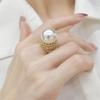 Tiktok The Same Fashion Personality Xiaohongshu Temperament High Sense Gold Pearl Ring Women