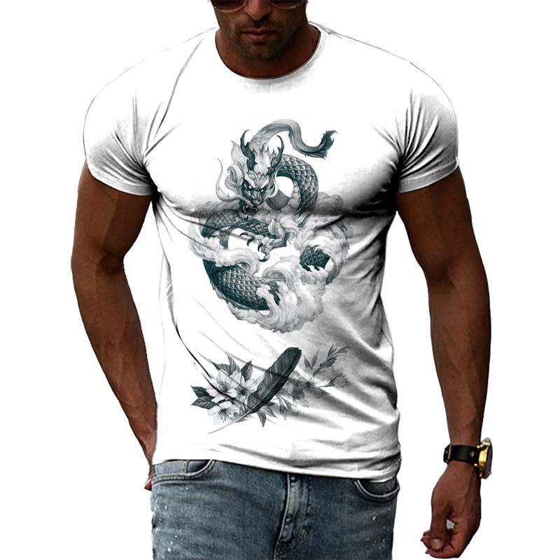 Summer Fashion Chinese Dragon Men T-shirts 3D Trend Casual Personality Cool Style Printing Tees Hip Hop O-neck Short Sleeve Tops
