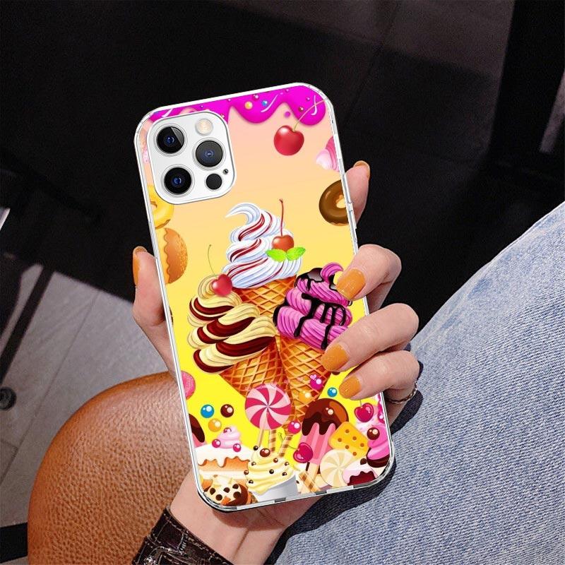 Чехол для телефона Macaron Ice Cream Cake Doughnut для iPhone 17 Air 16 Pro Max 16E 15 + 14 Plus 11 12 13 Mini 7 8 SE Подарочная печатная крышка F