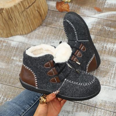 Женские Модные Ботинки Утепленные Пушистые Снежные Ботинки Женские Зимние Удобные Повседневные Ботильоны Уличные Теплые Хлопковые Ботинки на Платформе
