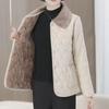 Mother's Plush Leather-Trimmed Winter Jacket: Fashionable, Thick Cotton Coat for Middle-Aged Women In Loose, Large Sizes.