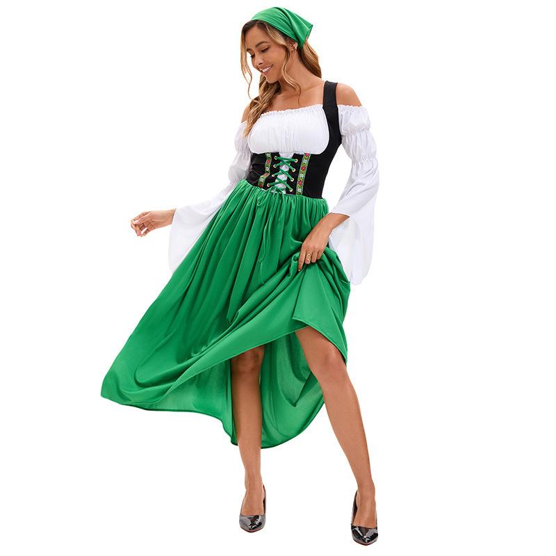 Cosplay Germany Munich Oktoberfest Long Dress Halloween Adult Medieval Farm Maid Costume