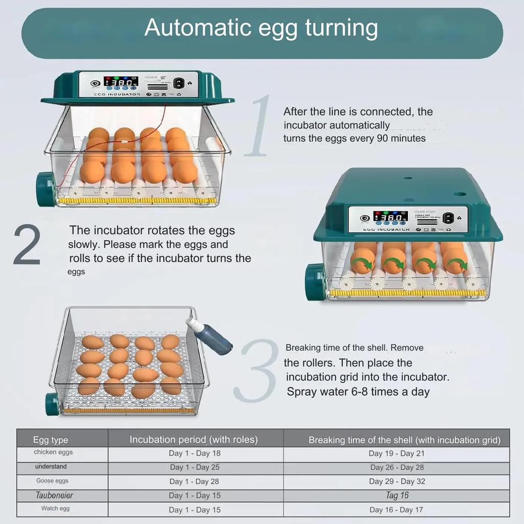 16-яйцевые инкубаторы для куриц, уток, гусей, голубей, перепелов Автоматическое инкубационное оборудование Автоматическая кормушка для воды Поворот яиц Вилка EU