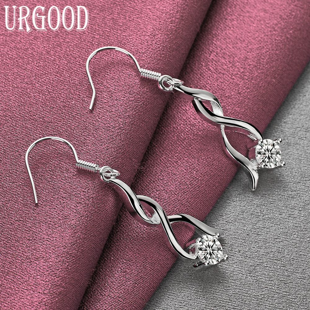 925 Sterling Silver AAA Zircon Earrings Wedding Jewelry