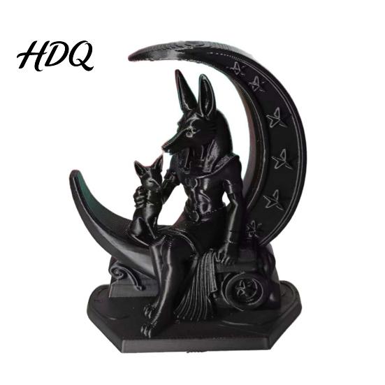 Тонкие трехмерные текстуры 3D-печатная фигурка Анубиса Луны Статуя Древнеегипетской мифологии