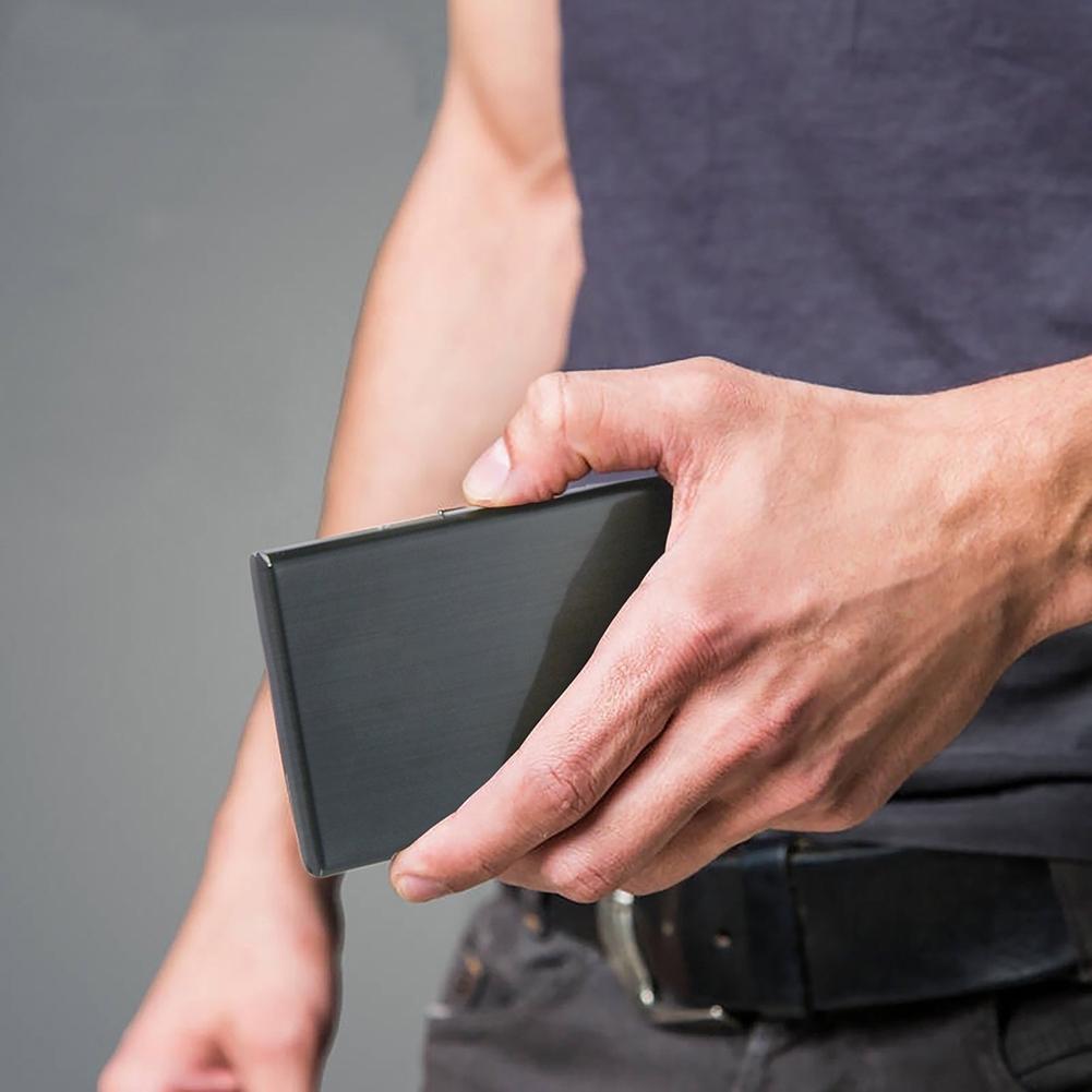 Карманный органайзер из нержавеющей стали с RFID блокировкой от считывания для кредитных карт