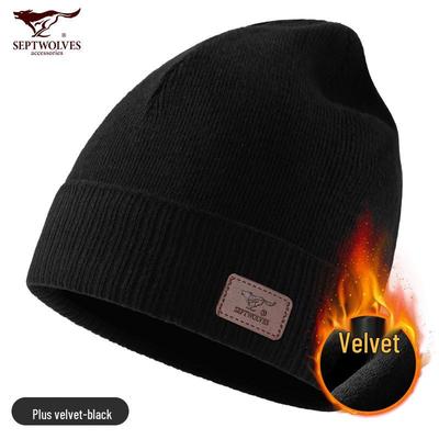 Мужская вязаная зимняя шапка Septwolves с флисовой подкладкой