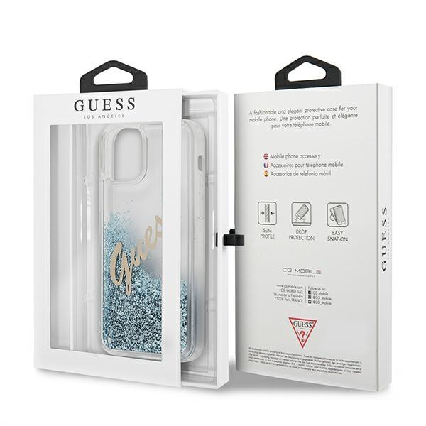 Guess Guhcp12Lglvsbl Iphone 12 Pro Max6,7 Niebieski/Blue Hardcase Glitter Vintage Script