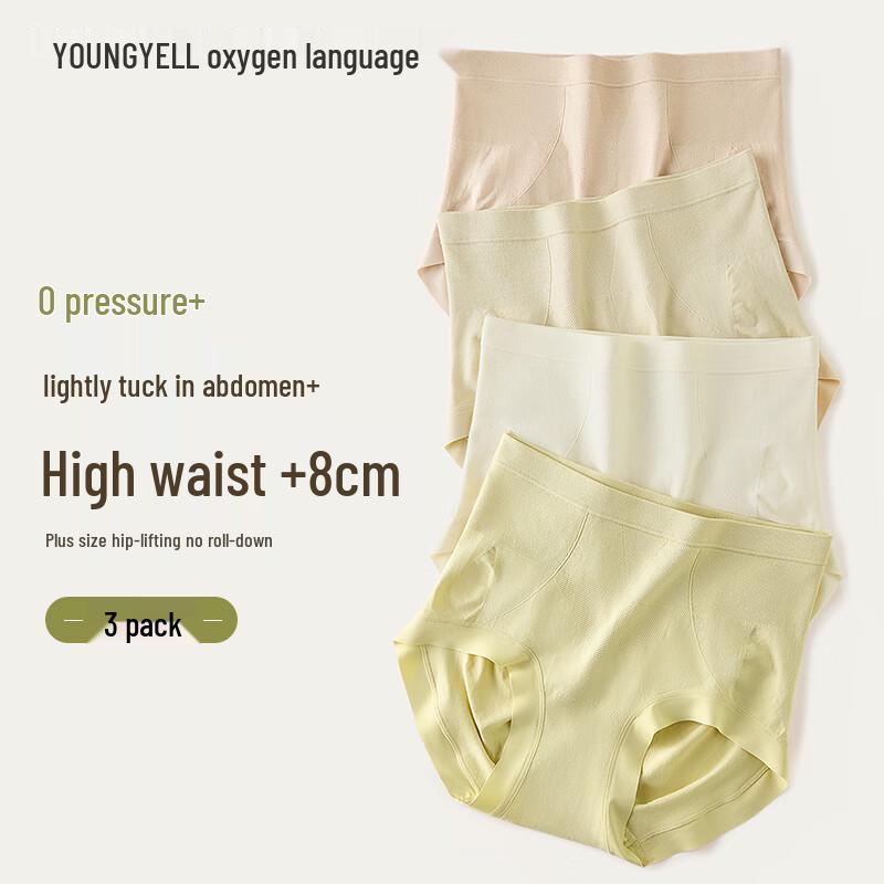 YOUNGYELL Women's High-Waist Modal Seamless Briefs 3-Pack