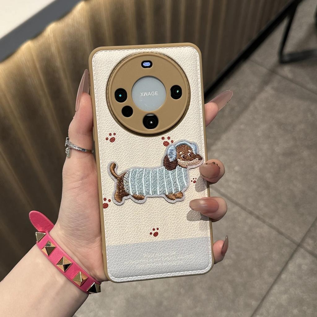 Осень и зима вышивка такса подходит для чехла для мобильного телефона Apple 17Promax IP16 сумка с выпуклостью воздушная подушка 15 милый 14 мелкие отверстия