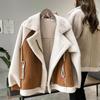 New Thickened Warm Fur Integrated Lamb Wool Jacket, Loose and Versatile Top, Motorcycle Suit